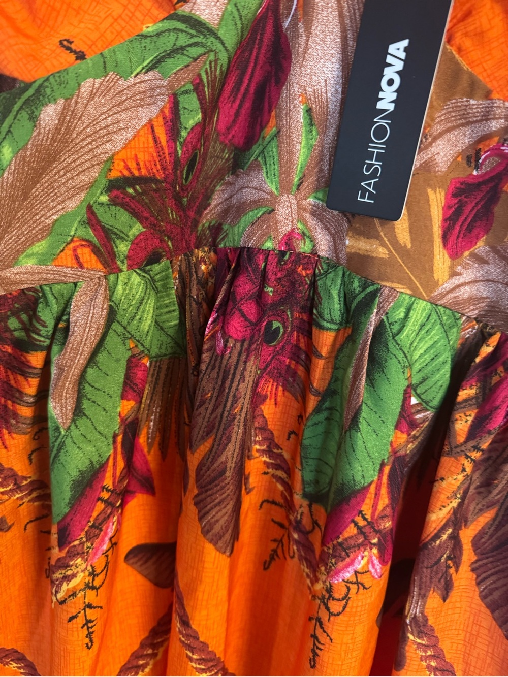 Fashion Nova Orange Tropical Cutout Maxi Dress - Picture 5 of 6